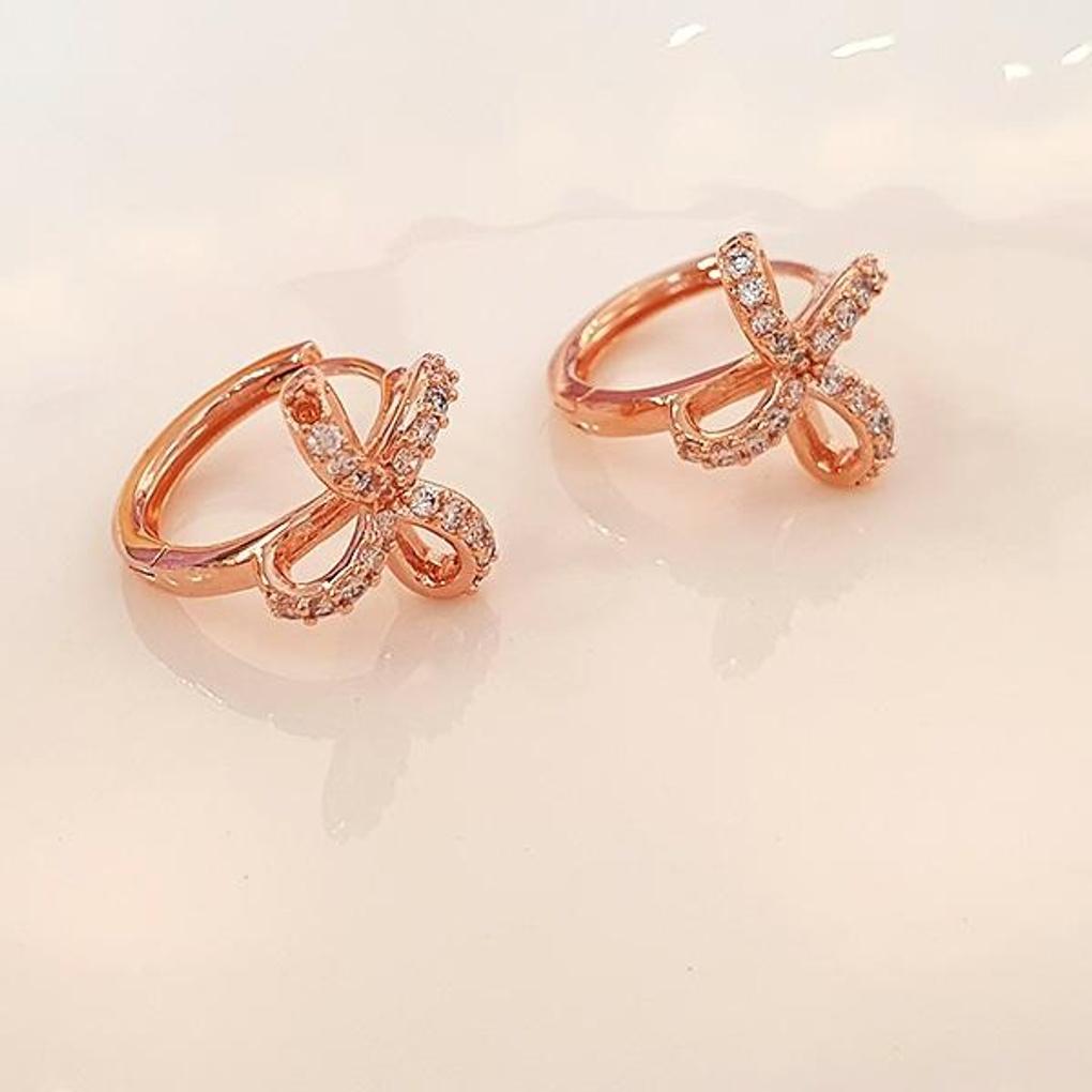 Women's Point Lovely Ribbon One-Touch Hoop Earrings