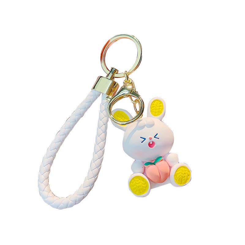 Cute Strawberry Bunny Resin Keychain Adorable Bag Charm Perfect Gift For Girls