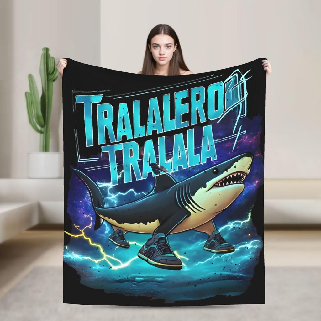 Bombardiro Crocodilo Tralalero Tralala  Blankets Italian Brainrot  Flannel Soft Throw Blanket for Home Restaurant Textile Decor