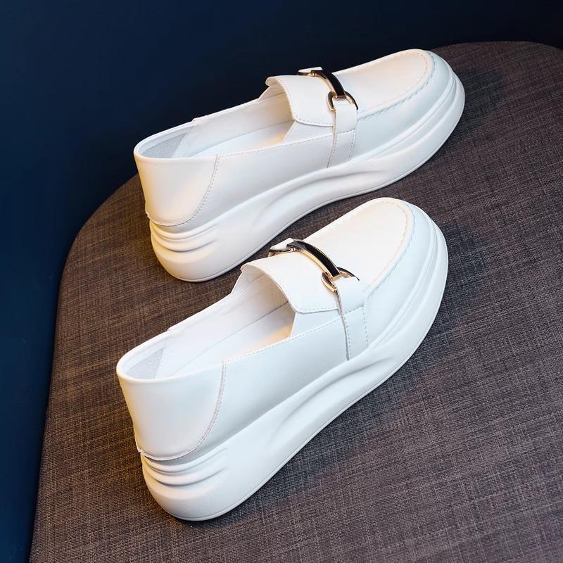 

Все туфли из коровьей кожи, маленькие белые, женские, на толстой подошве, кожаные, с внутренней высотой, летние, дышащие, тонкие, на одной педали, студенческие 40