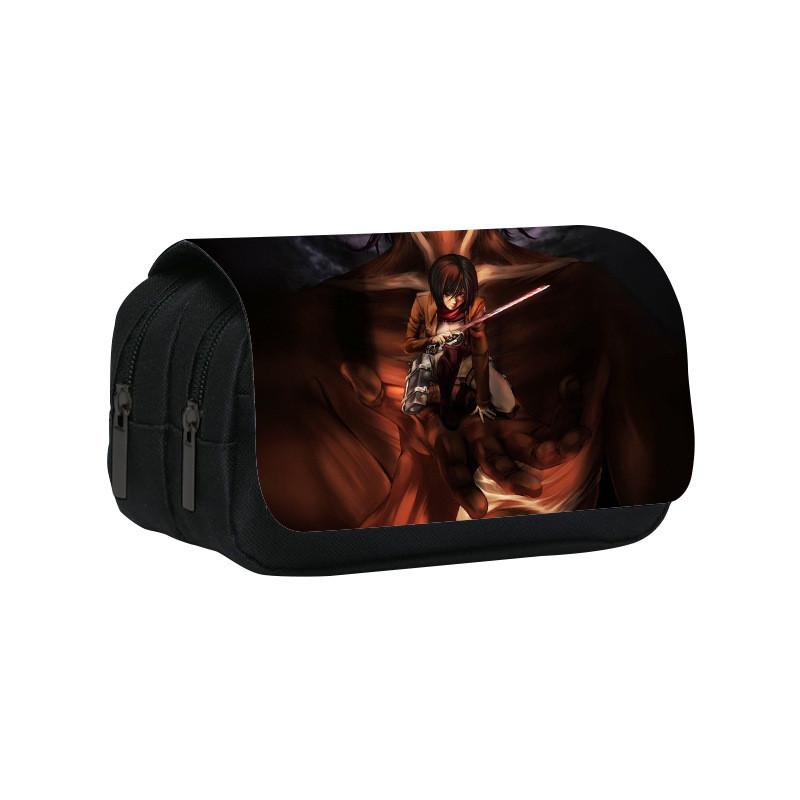 Attack Titan On Anime Pattern Student Double Layer Flip Cover Bag Stationery