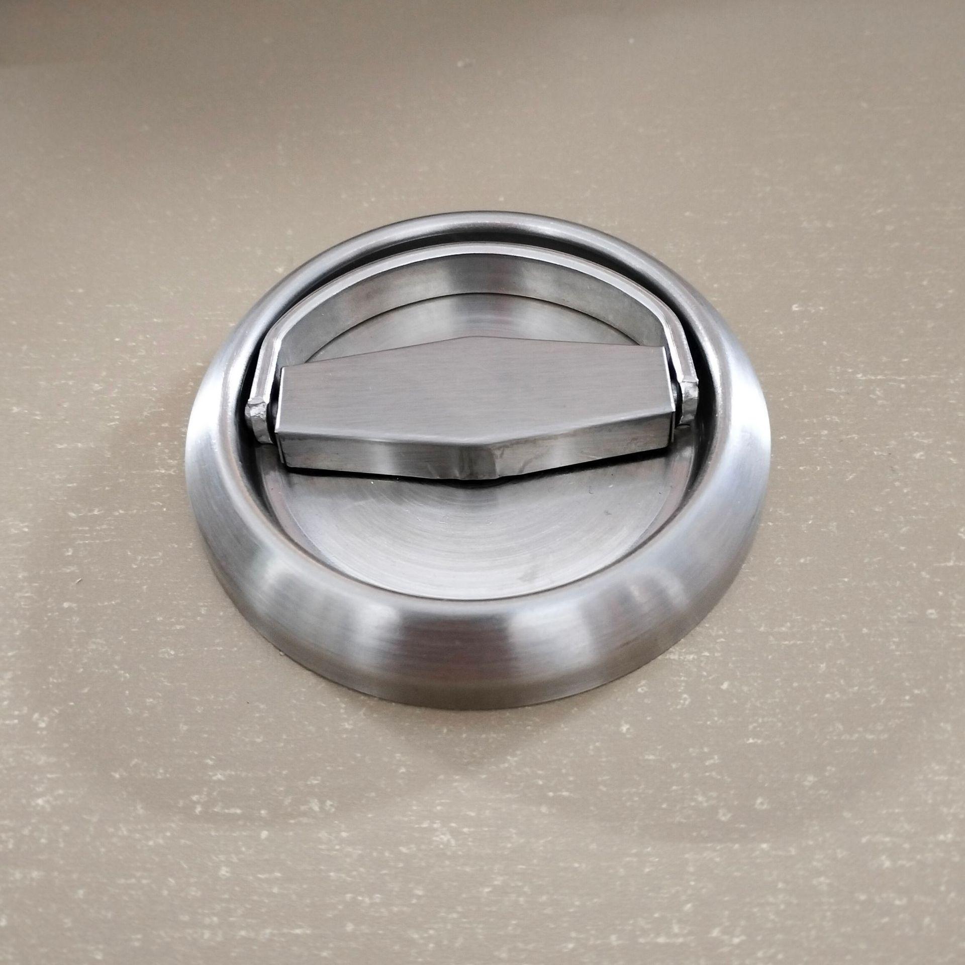 Stainless Steel Invisible Door Lock with Pull Ring, Single/Double-Sided Mounted Round Handle.