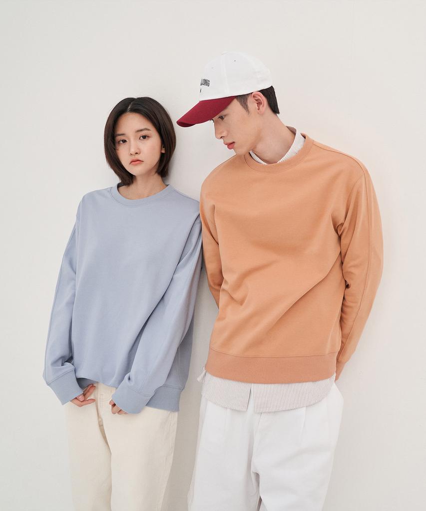 BASIC HOUSE Uni Recycled Semi-Overfit Sweatshirt Orange Lwts0101