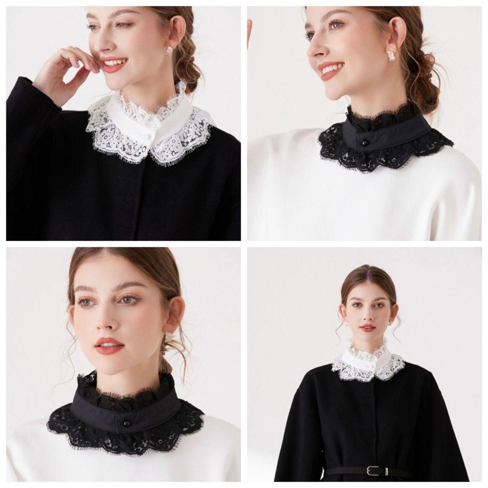Standing Collar Detachable Lapel Collar Capelet Lace Neckline Fake Lace Collar  Apparel Supplies