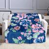 Floral Pattern on Navy Blue Background Patterned flannel blanket perfect for the bedroom living room, sofa, or a little nap