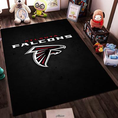 Black Rug with Atlanta Falcons Logo Design Non-slip Rug Suitable for Living Room and Bedroom Sofas.