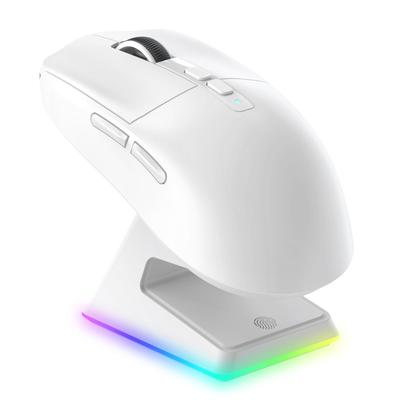 X ATTACK SHARK X6 Kabellose Gaming-Leichtgewicht PAW3395 Magnetische Ladestation Schnell 200 Stunden Akkulaufzeit FPS Weiß A.JAZZ Maus, 49g,