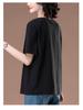 Damski letni bawełniany T-shirt z haftem, o luźnym kroju, plus size, z krótkim rękawem, styl 6313