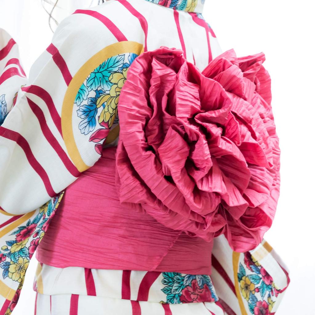 KYOETSU Yukata Flower Ball Size Cherry Women's Pre-Obi Obi, Pattern, 9.