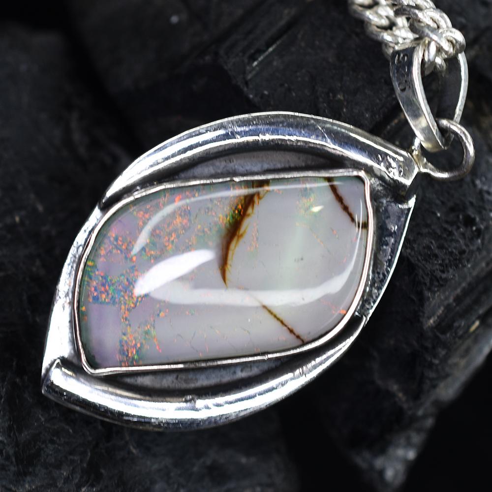 Natural Opal Pendant Monarch 53 ct Fancy 925 Sterling Silver October Birthstone for Gem Collections