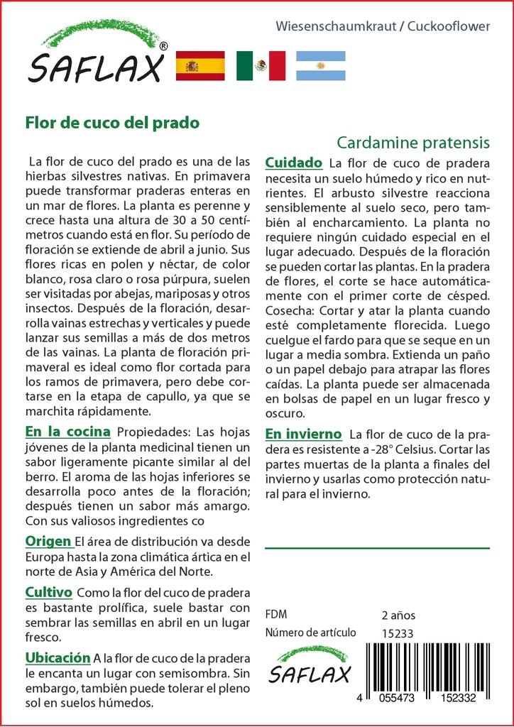 SAFLAX Garden In the Bag - Cuckooflower - 100 Seeds - With Substrate In a Fitting Stand Up Bag - Cardamine Pratensis