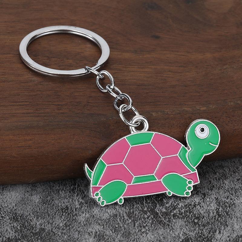 Cute Cartoon Turtle Enamel Keychains Bright Color Design Sturdy Metal Ring For Bag Decor Key Storage Gifts For Turtle Fans