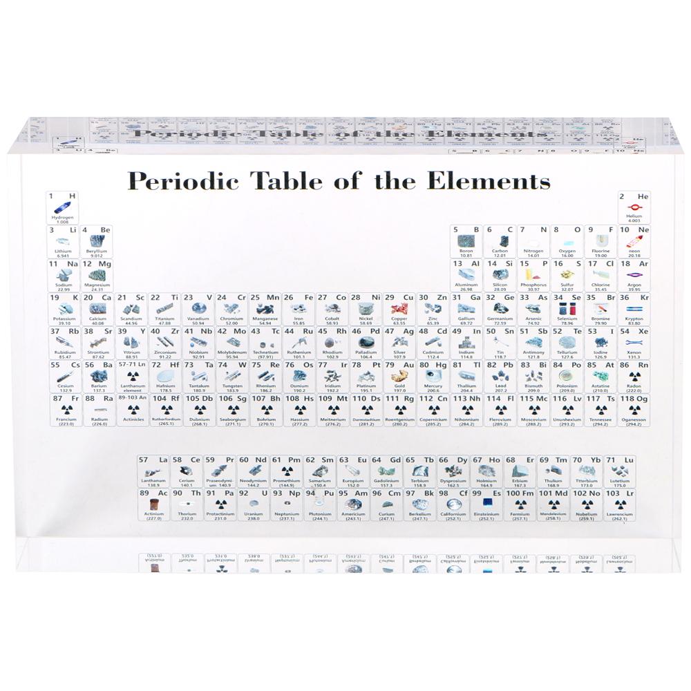 

Акриловый кристаллический дисплей химических элементов с реальными элементами внутри периодической таблицы, детский обучающий инструмент, периодическая таблица элементов 200*125*25mm