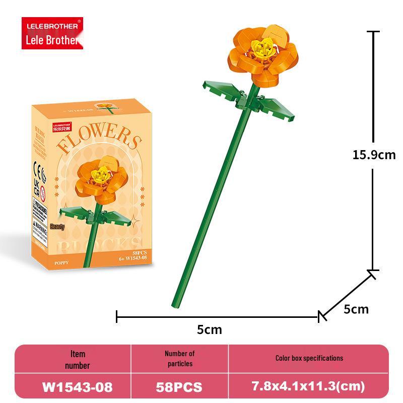 Lele Brothers Fresh Flowers Building Blocks Puzzle Toy for Girls