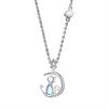 Women Light Luxury Star Moon Cat Moonstone Pendant Clavicle Necklace