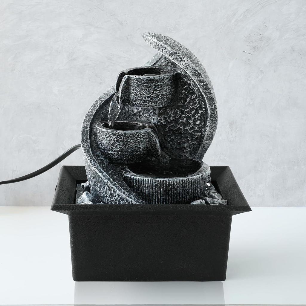 Polyresin Water Fountain for Home Decor (20cm)| Home Decor Items | Water Fountains for Living Room, Office, Reception | House Warming Gifts