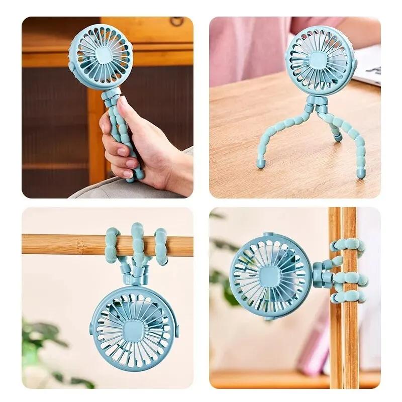 Mini Handheld Octopus Folding Fan Multi Functional Five In One Portable Fan Silent Home Dormitory Baby Stroller Multiple Scenes