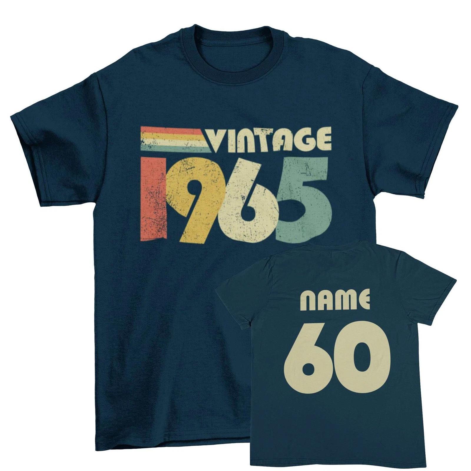 Personalised 60th Birthday in 2025 T Shirt Vintage 1965 Name on Back Gift Idea L