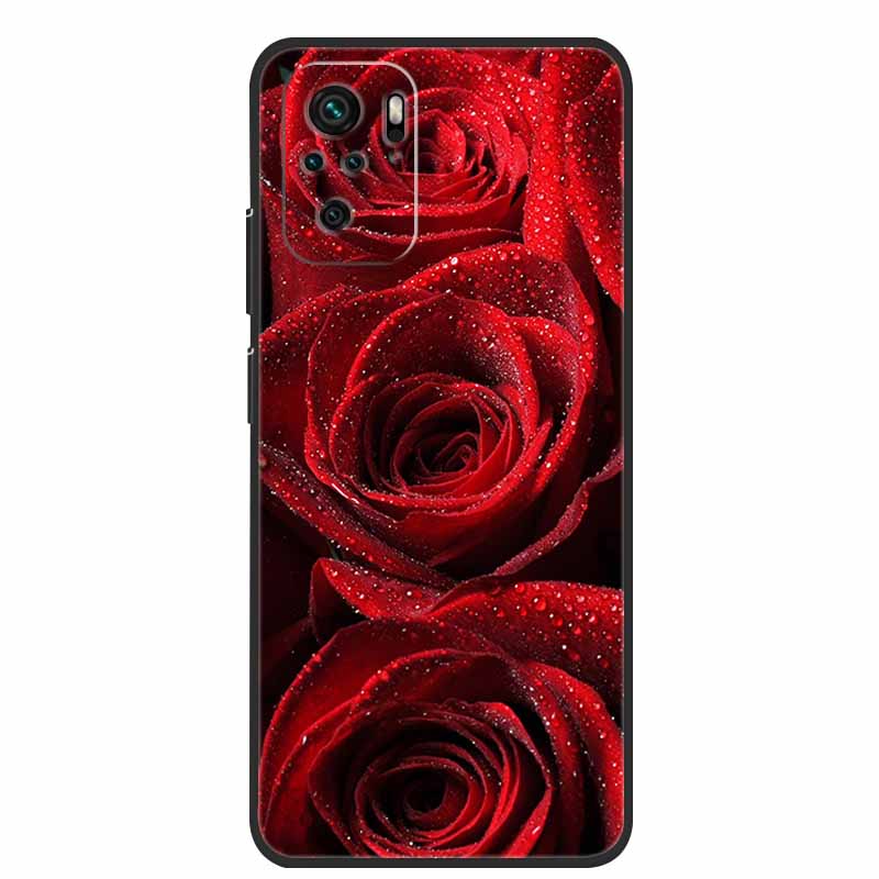 Für Xiaomi Poco M5s Hülle Luxus TPU Weiches Silikon Handy Rückseite für PocoM5s Stoßfest Blumen Niedliche Cartoon Blumen Neue Hülle