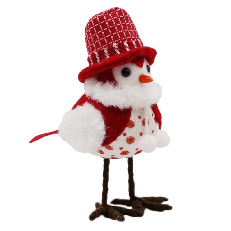 Warm Christmas Bird Decoration Plush Scarf Bird Statue Decorative Bird Figurine For Festival Holiday Setting Accessories