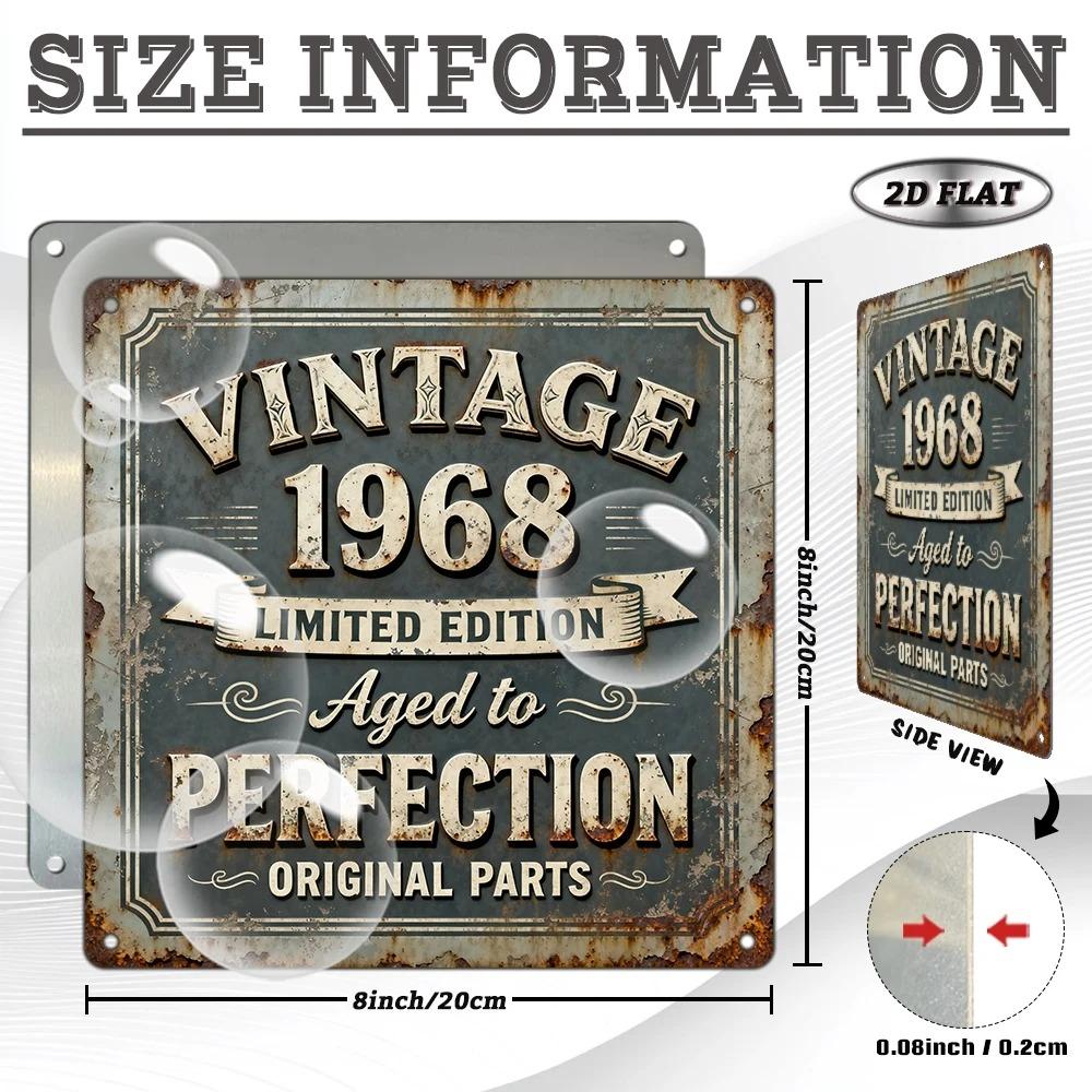 Vintage 1968 Metal Retro Wall Decor Sign Plaque for Living Room Birthday Gift