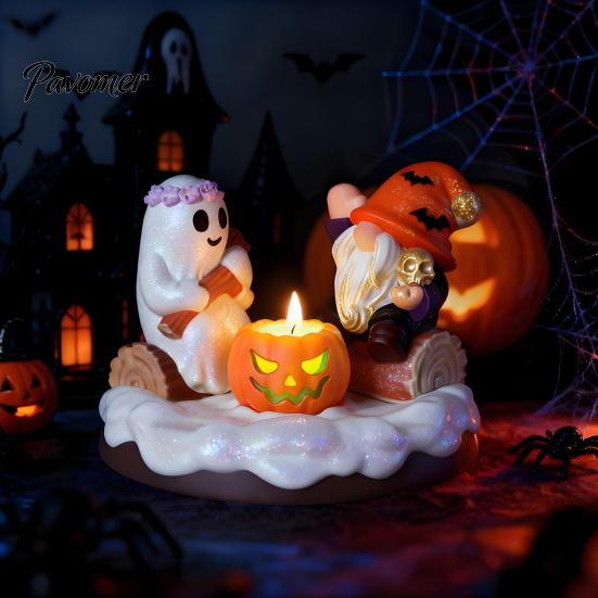 Reusable Candle Mold 4Pcs Halloween Silicone Molds Set, DIY Ghost Gnome Pumpkin Set Crafts Mold, Handmade Epoxy Resin Casting for Festival Making