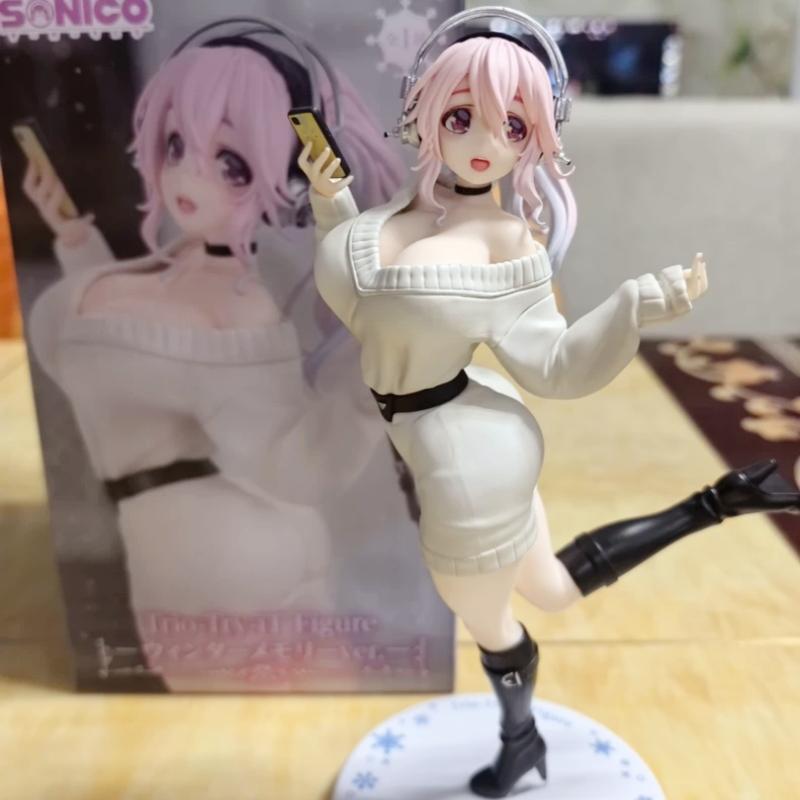 Hot Furyu Trio-Try-It Super Sonico Winter Memories Figure Cute Anime Display Sweater Statue Premium Collectible Models Toy Gifts