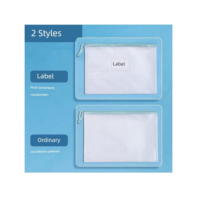 Large Capacity Folder Information Bag for Students A5 Small Mesh Zipper Bag Stationery Subject Test Paper Storage Bag File Briefbag Zipper Bag Storage
