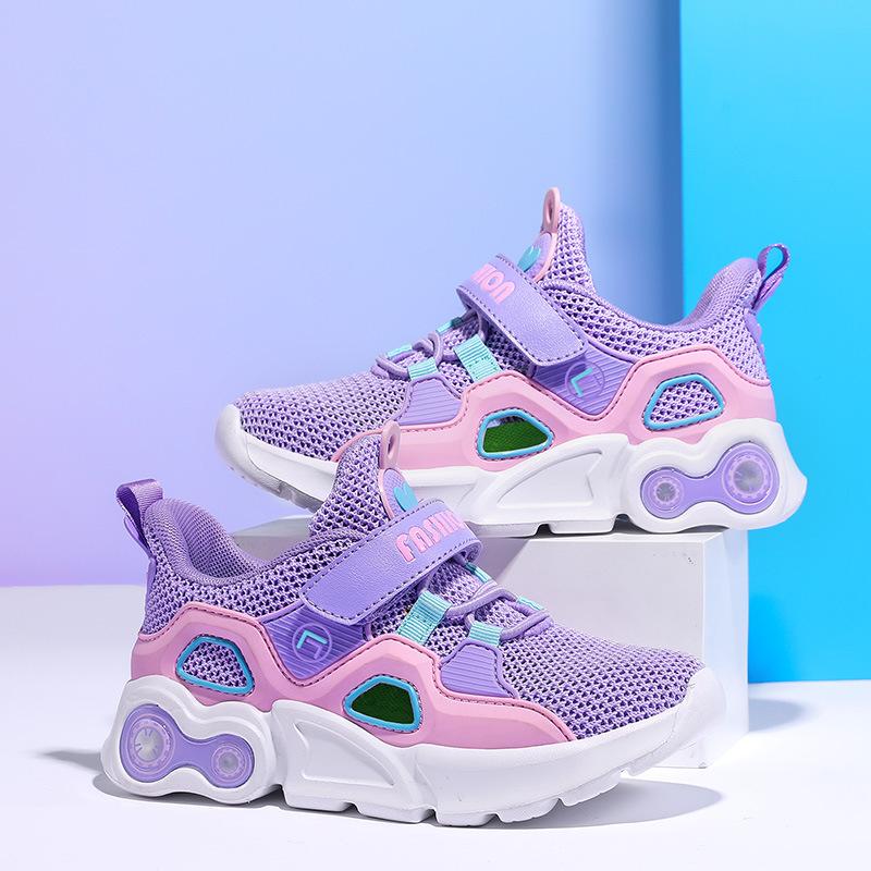 Girls Single Net Casual Shoes Hollow Sports Shoes Newestkid'S Lightweight Shoe Children'S Breathable Outdoor Running Shoes