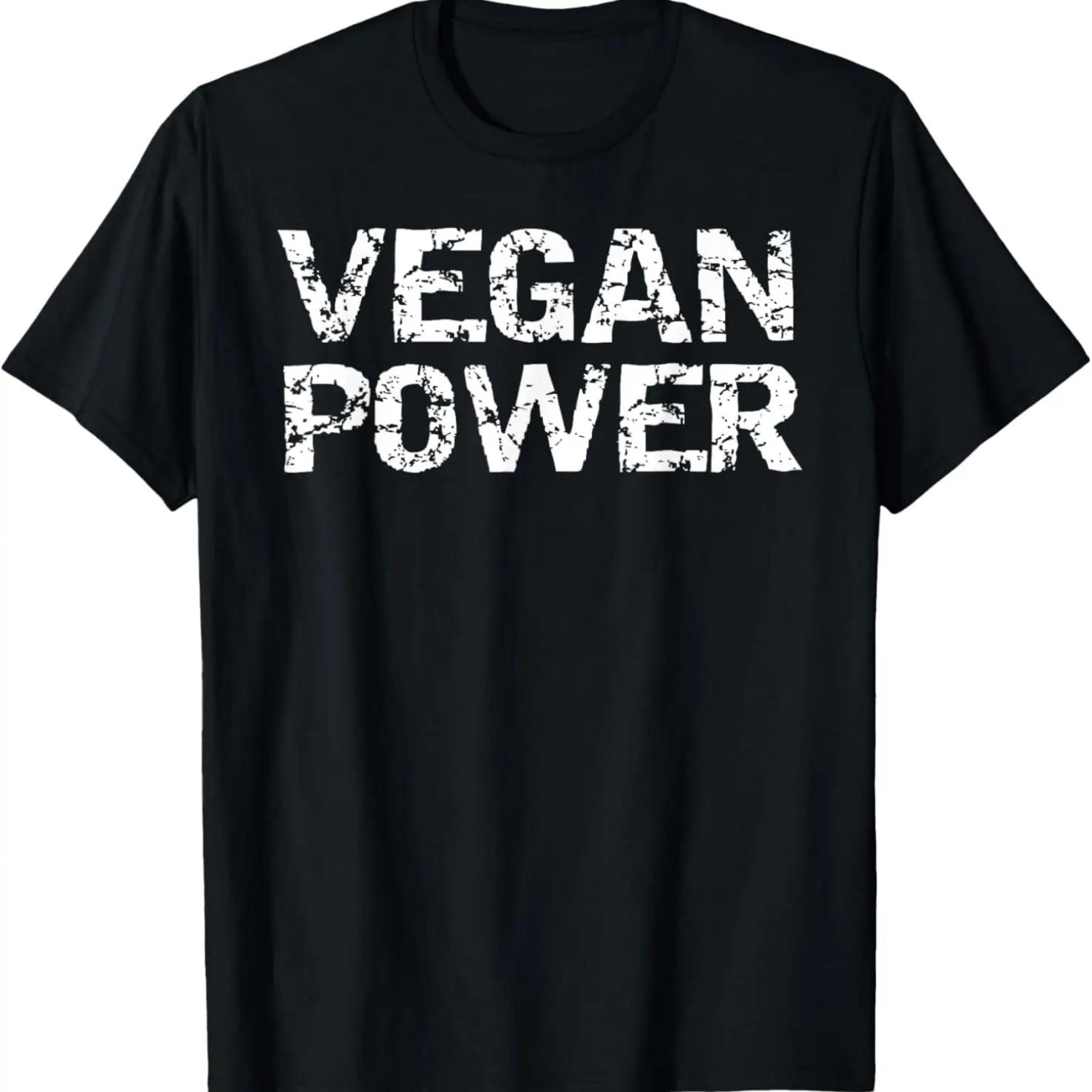Vegan Workout Gift for Men Funny Distressed Vegan Power T-Shirt S