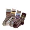 Socks, Vintage Socks, Color-blocking Striped Mid-calf Socks for Women, Breathable Autumn and Winter Pile Socks