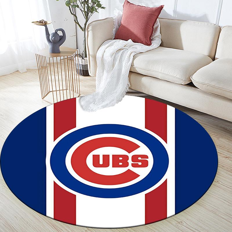 Chicago Cubs Round Area Rug,Carpet Rug for Living Room Bedroom Sofa Playroom Decor,Non-slip Floor Mat