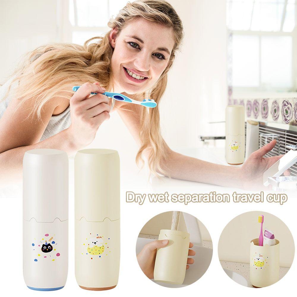 Bottom Drain Toothpaste Cup Holder Portable Dopamine Toothbrush Storage Box  for Bathroom Storage