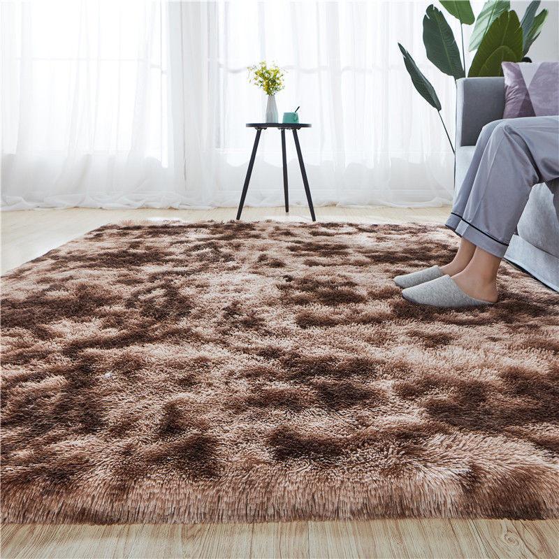 Modern Gradient Tie-Dye Silk Wool Carpet, Dirt-Resistant, Non-Slip, Easy-Care for Large Areas