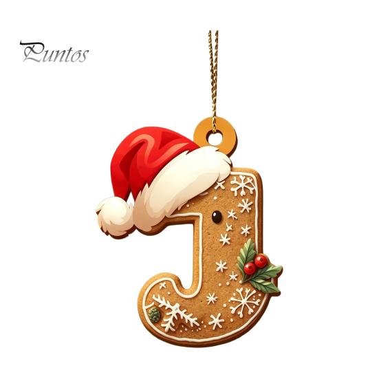 Christmas Tree Gingerbread Letter Ornaments 2D Flat Acrylic Ornaments, Pendant with Santa Claus, Personalized Alphabet Keepsake for Friends