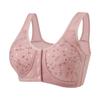Plus Size Floral Print Cotton Bra with Front Closure and Wide Comfort Straps