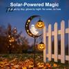 Glowing Pumpkin Landscape Lights Solar Halloween White Ghost Moon Garden Stake Light, Waterproof LED Automatic Powered Lamps Yard Decoration,
