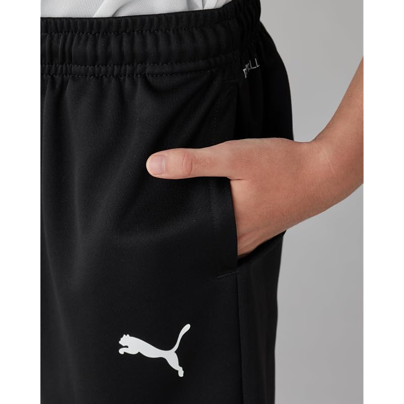 PUMA TEAMRISE Training Pants for Boys (JR) - Moisture-wicking, Quick-drying Jersey Pants. Fall/Winter 2024 Color: Black/White (03) Size 160