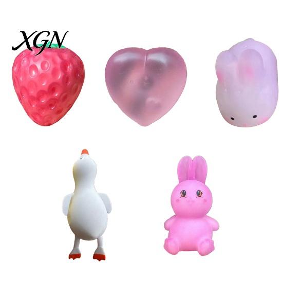 Sensory Squeeze Toy Color Changing Strawberry Simulated Fruit Bunny Duck Love TPR Stress Heart Ball Anxiety Relief Fidget