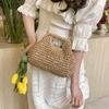 Elegant Summer Weave Chain Straw Bag Leisure Boho Straw Shoulder Bag Beach Casual Bucket Handbag For Ladies/Girls