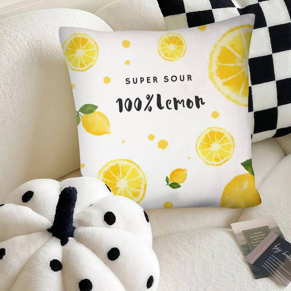 Lemon Pattern Pillow Case Fashion Square Pillowcase Bedroom Sofa Room Ins Decoration Leisure