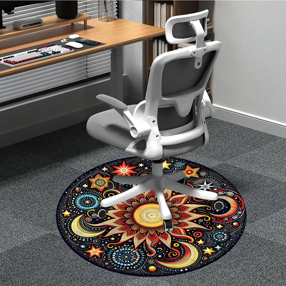 1pc Celestial Mandala Carpet for Office Non-Slip, Round Carpet, Soft & Comfortable, Carpet for Office, Lightweight Round Floor Mat