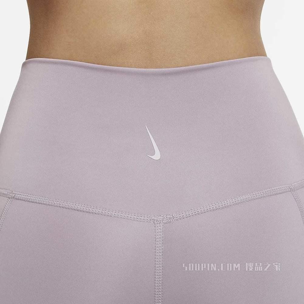 Nike Yoga Mesh Panel Solid Color Tight Seven-Point Fitness Pants Women bottoms Fog-Purple Red DD5561-501