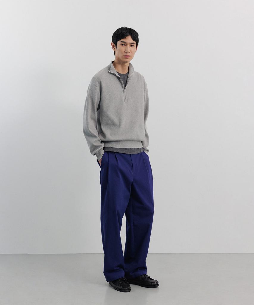BLANKROOM Half Zip Knit_Light Gray