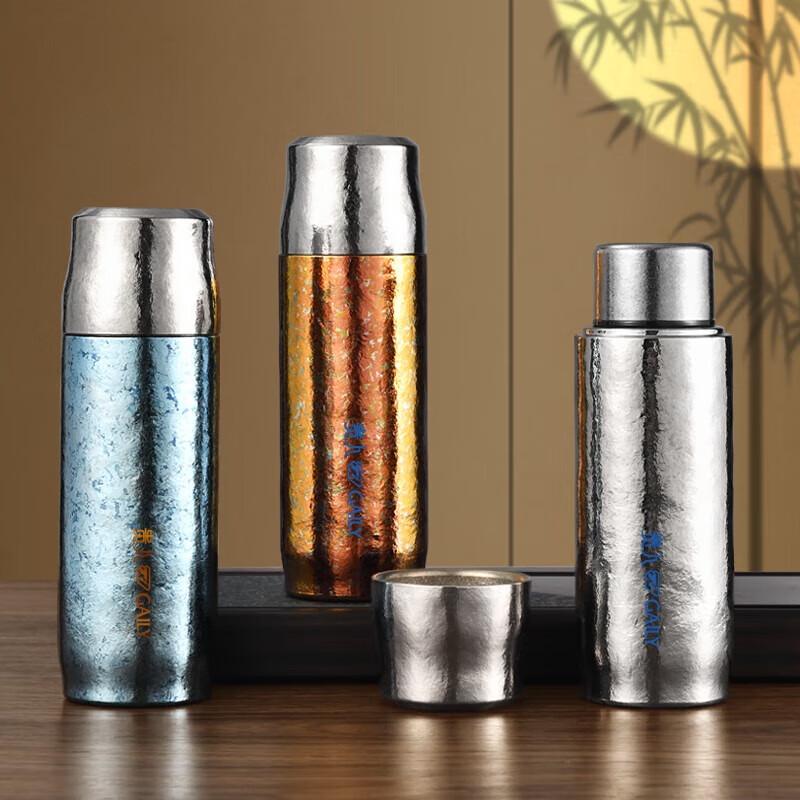 Pure Titanium Tea Infuser Bottle with Magnetic Double Lid