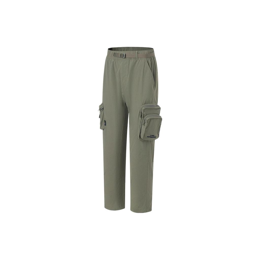 Li Ning Golden Era Solid Color Loose Casual Pants Men Bottoms Military-Green AKXT075-2