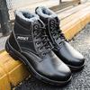 Black Leather Work Shoes Men's Winter Safety Shoes Man Steel Toe Boots Waterproof Work Safety Boots Women Protective Boots