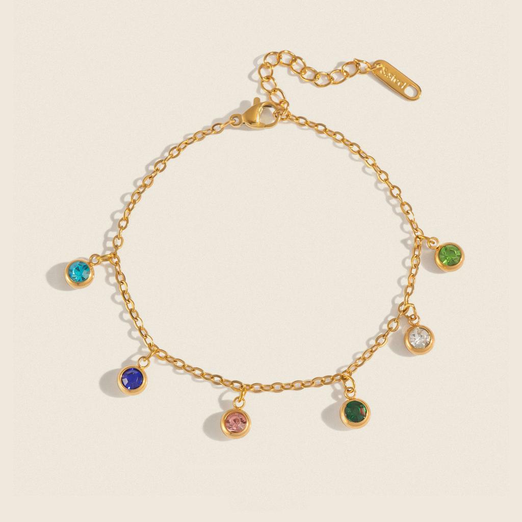 1pc Trendy Niche Colorful Tassel Bracelet Golden Plated Hand Accessory Colorful Charm Bracelets For Women
