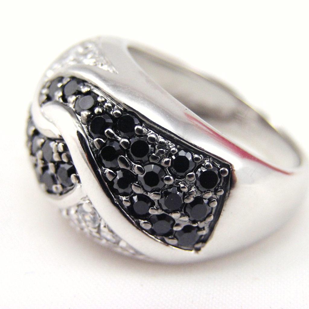 Black White 'Romy' Silver Ring