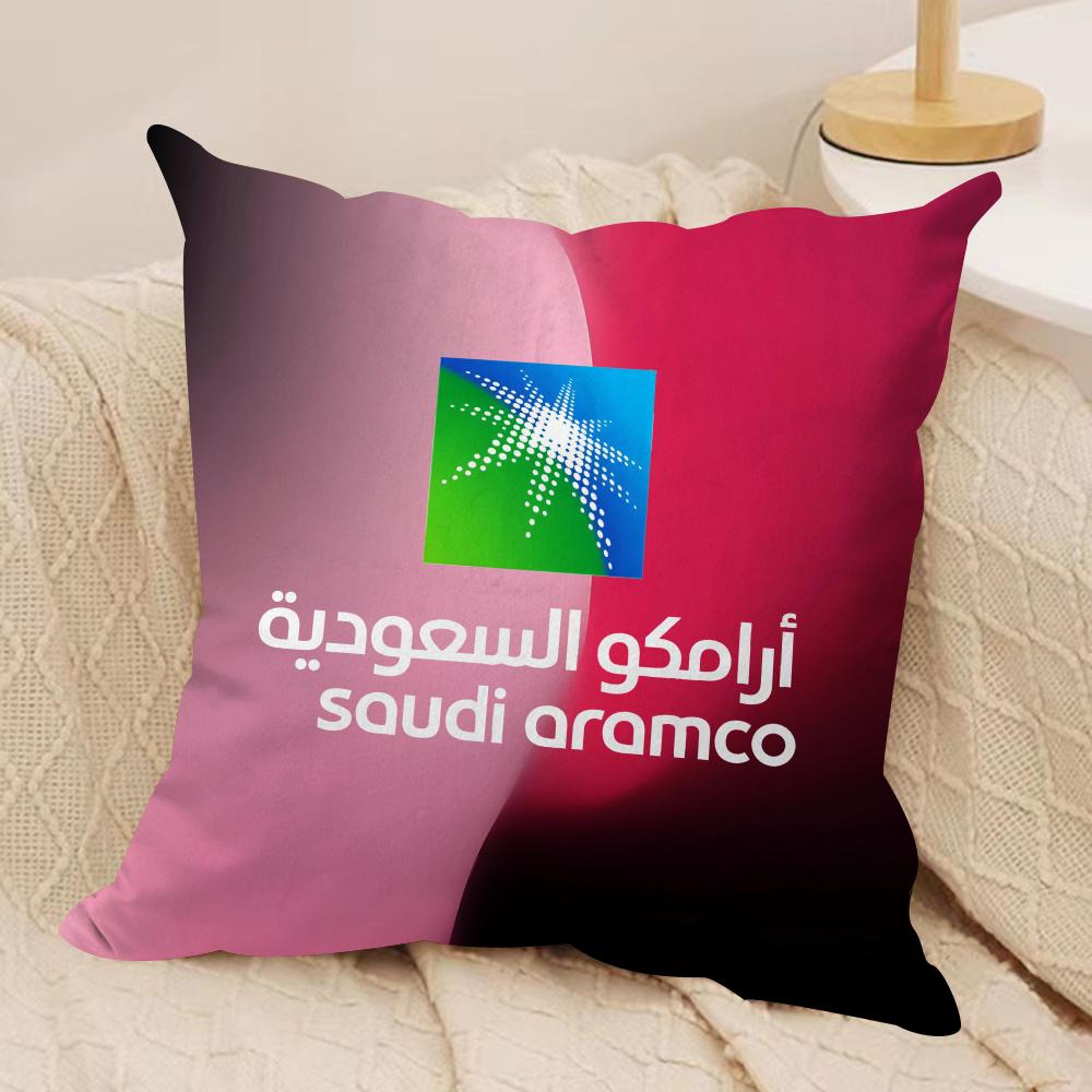 S-Saudi A-Aramco Cushion Cover Soft Plush Fabric Double-Sided Printed Sofa Cushion Cover for All Seasons Home Decor Gift